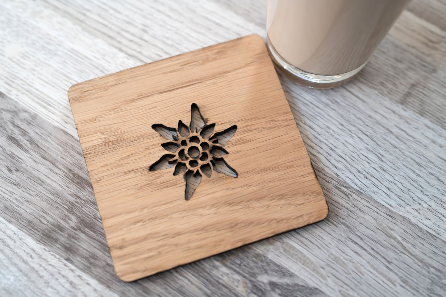 Holz Untersetzer Edelweiss