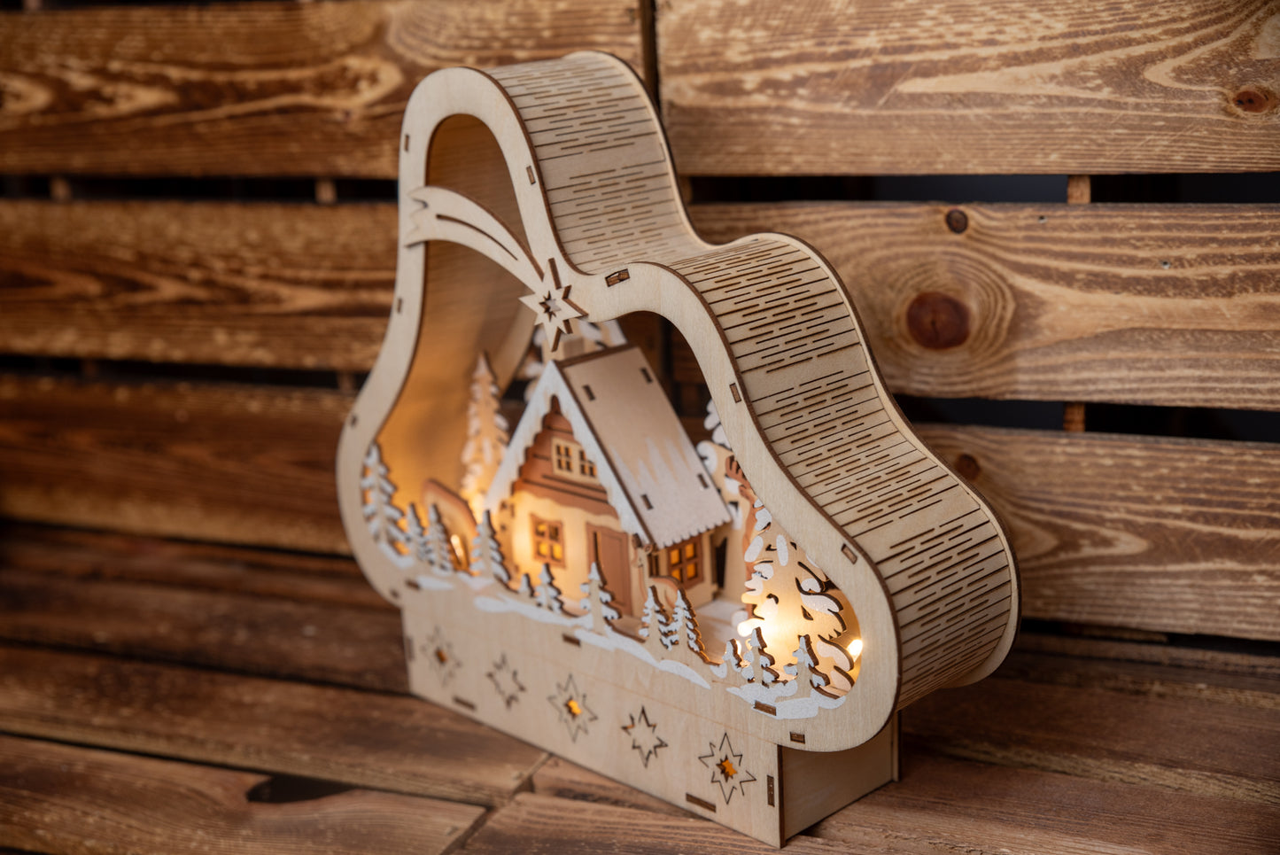 LED Winterlandschaft m. Hütte