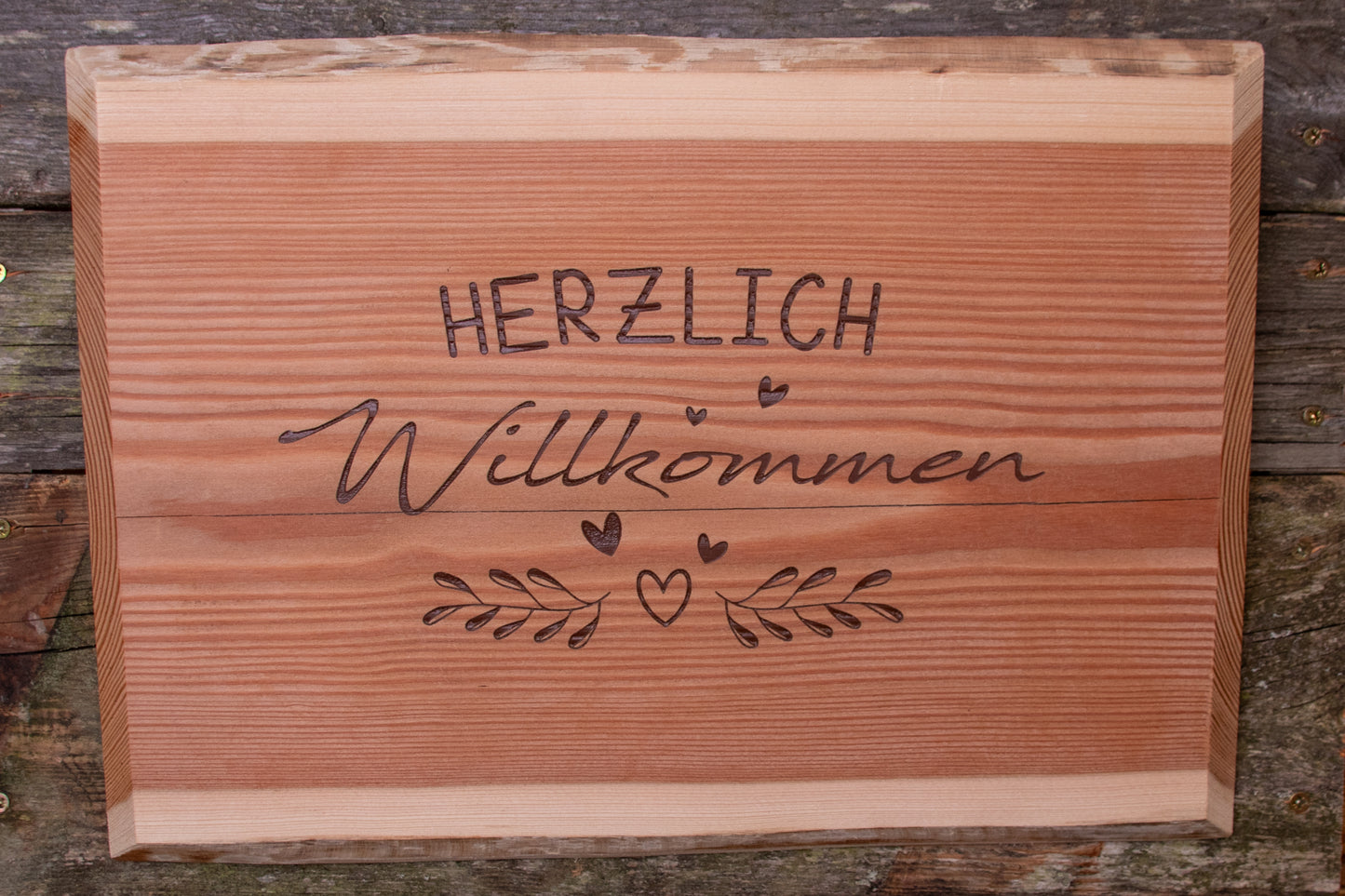Holzschild Herzlich Willkommen