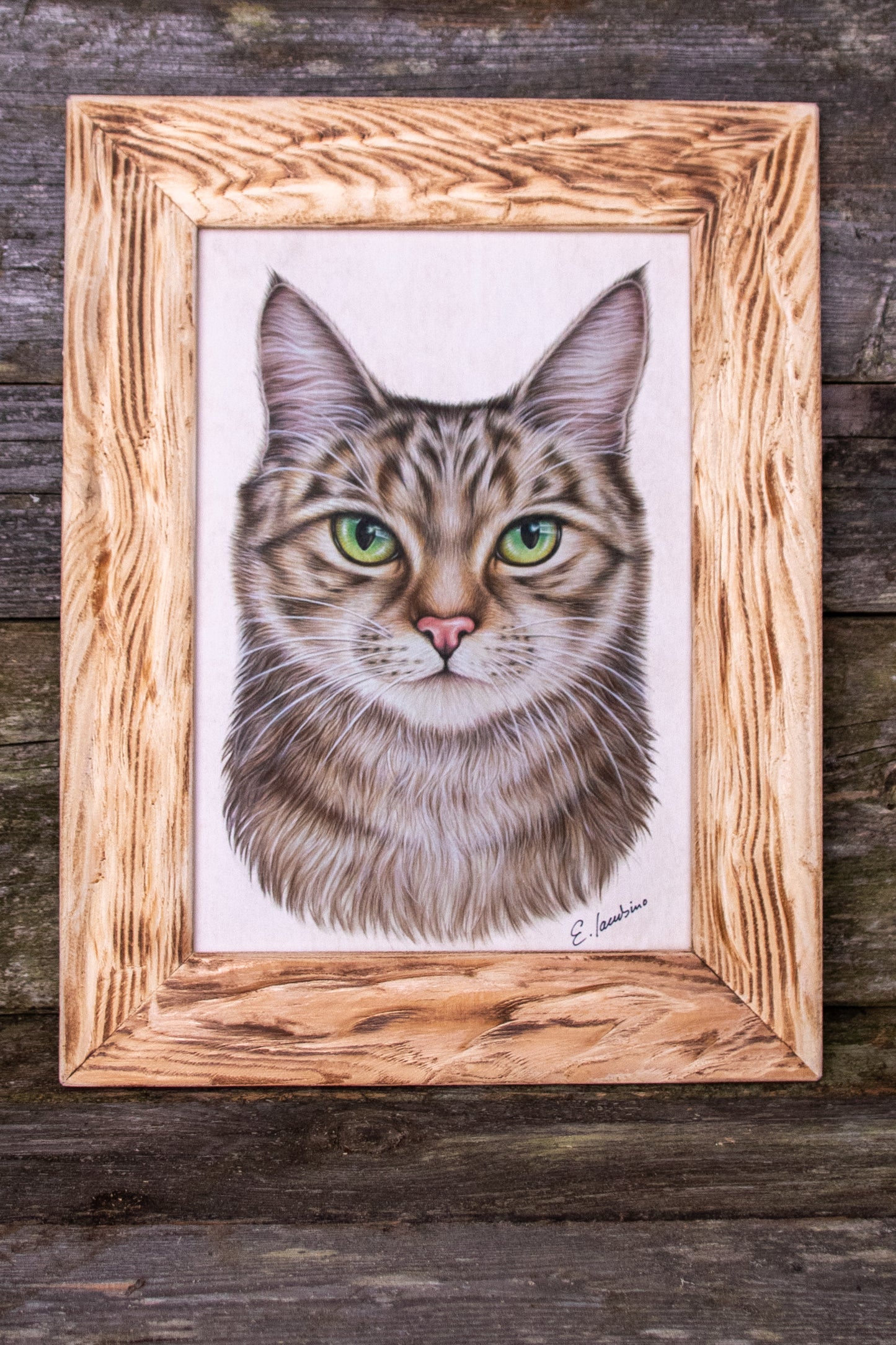 Bedruckte Holztafel Katze