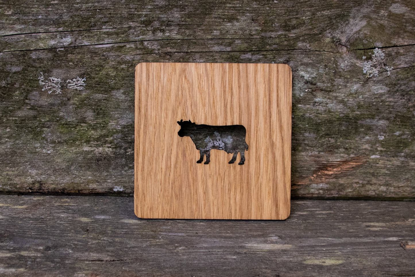 Holz Untersetzer Kuh
