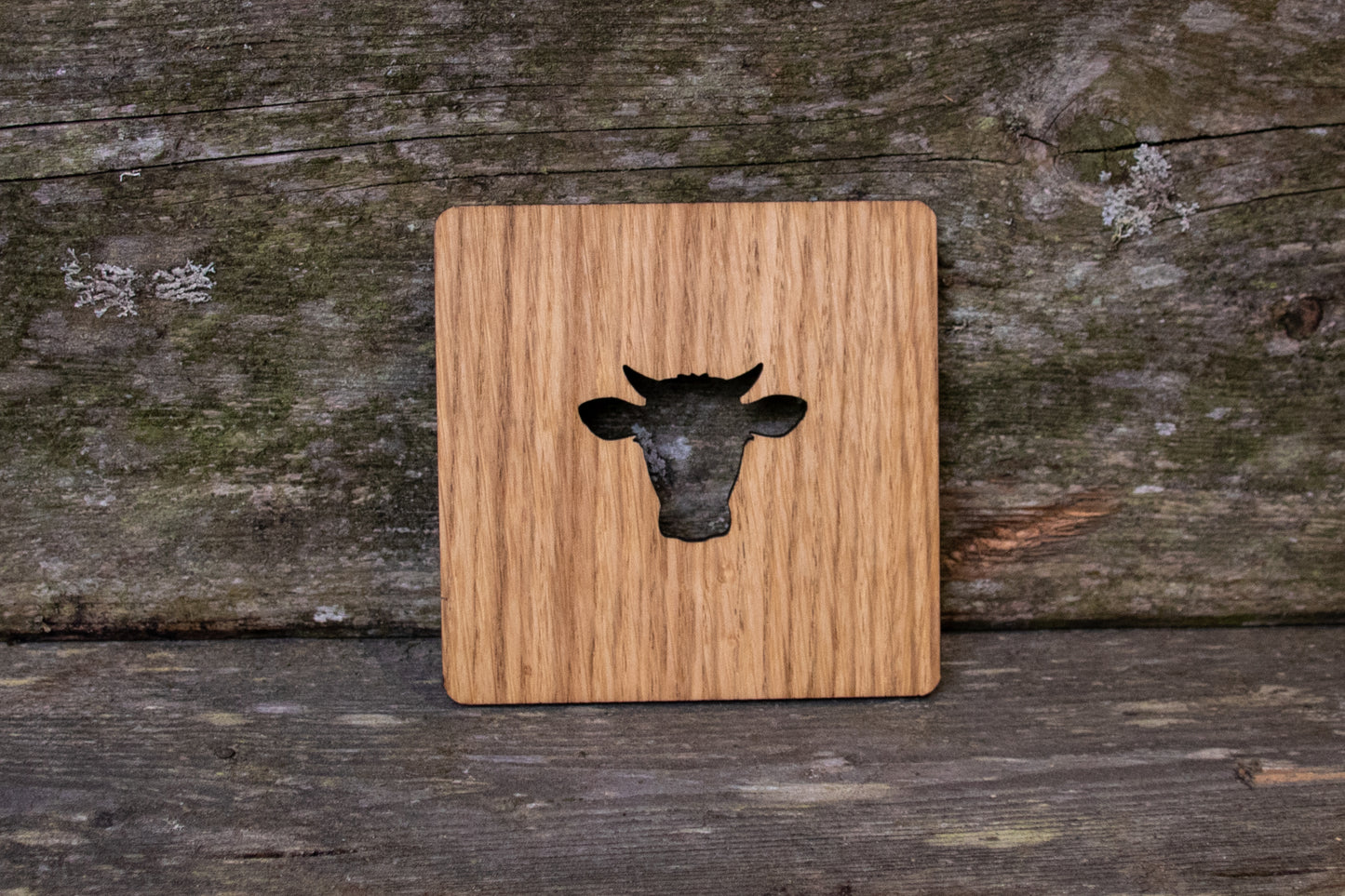Holz Untersetzer Kuh Kopf