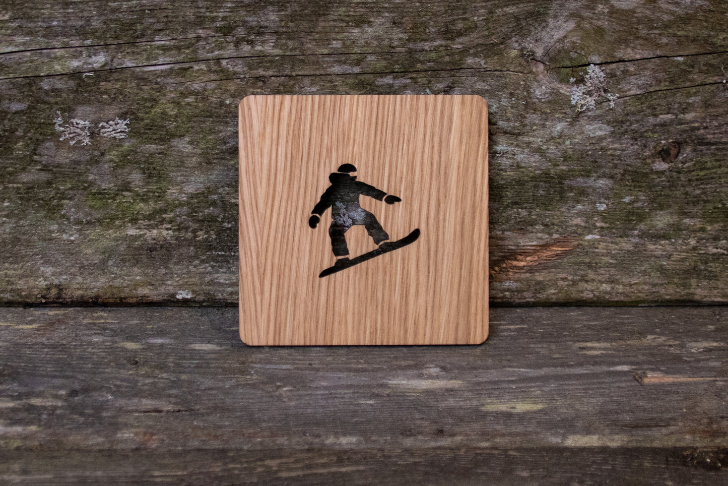 Holz Untersetzer Snowboardfahrer