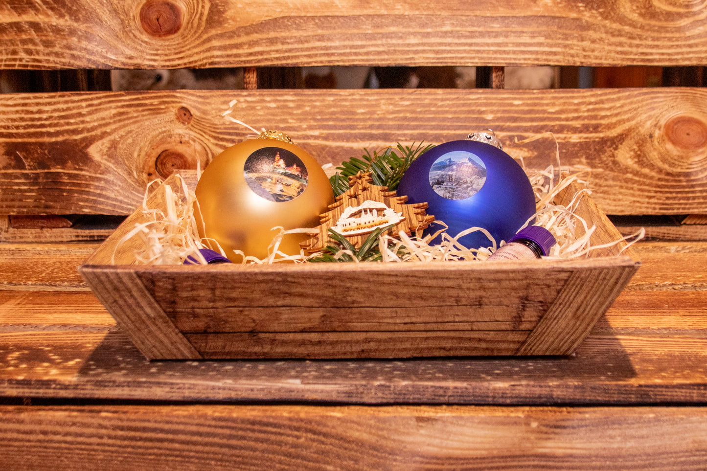 Geschenke Set Berchtesgaden 2x Kugel und 2x Öl