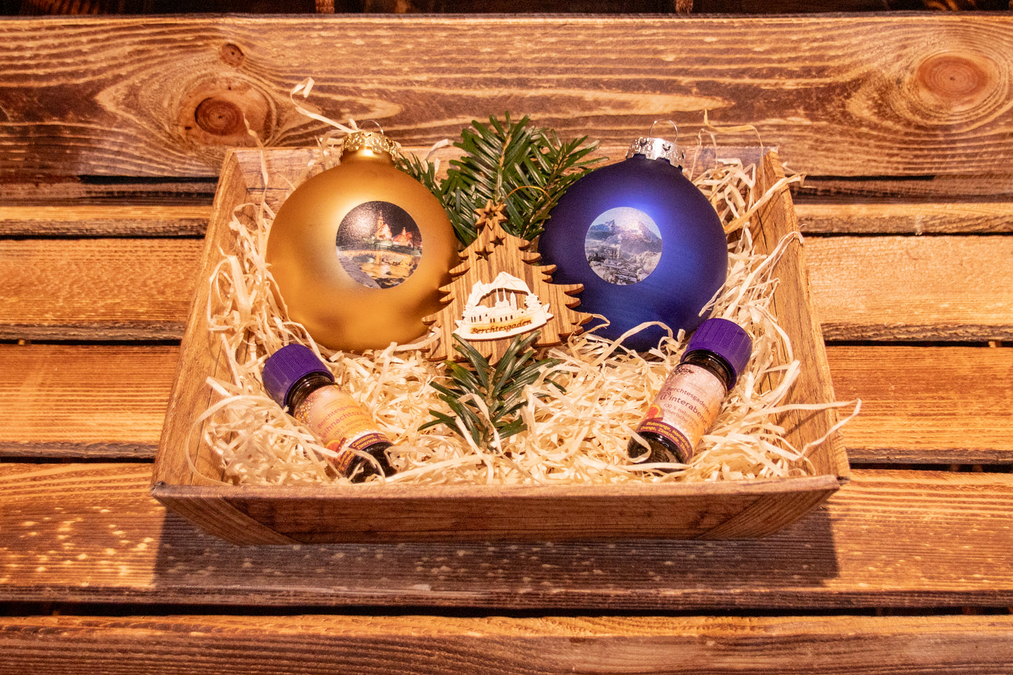 Geschenke Set Berchtesgaden 2x Kugel und 2x Öl