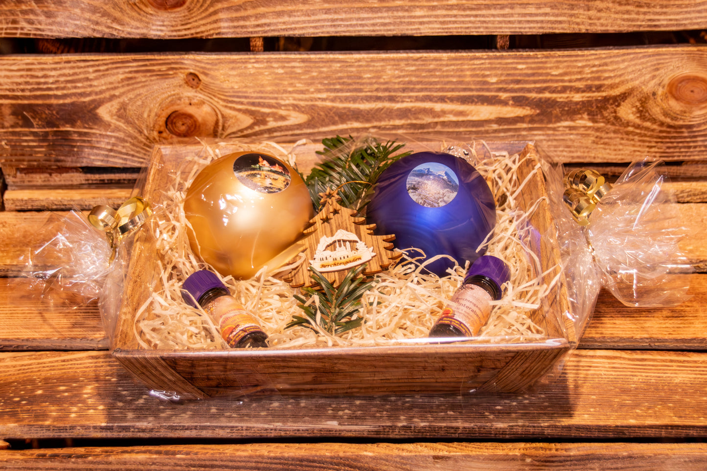 Geschenke Set Berchtesgaden 2x Kugel und 2x Öl