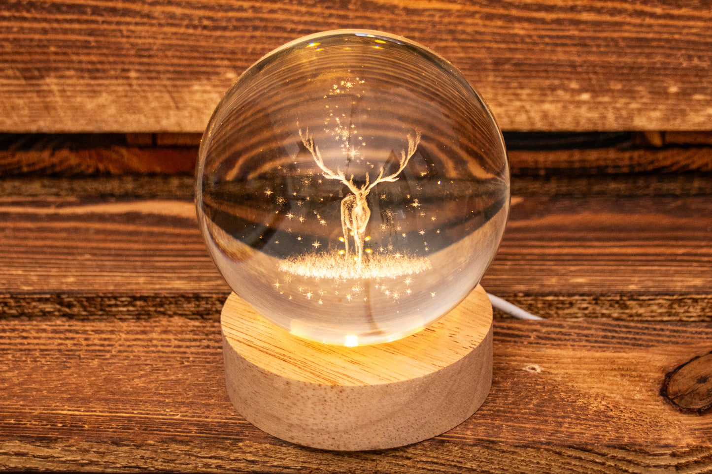 LED Glaskugel Hirsch