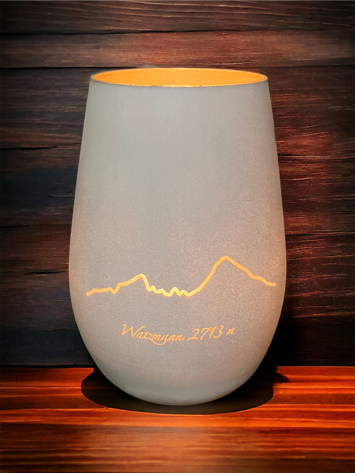 Windlicht Weiß/Gold Berchtesgaden