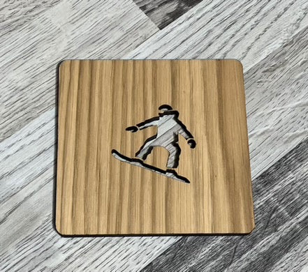 Holz Untersetzer Snowboardfahrer
