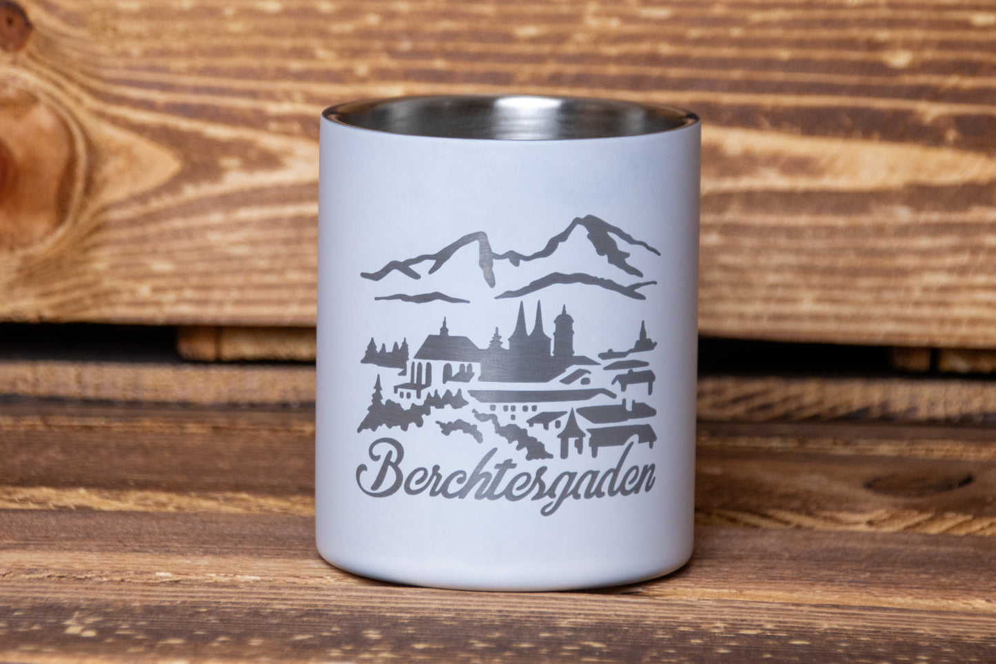 Edelstahltasse Berchtesgaden Weiß