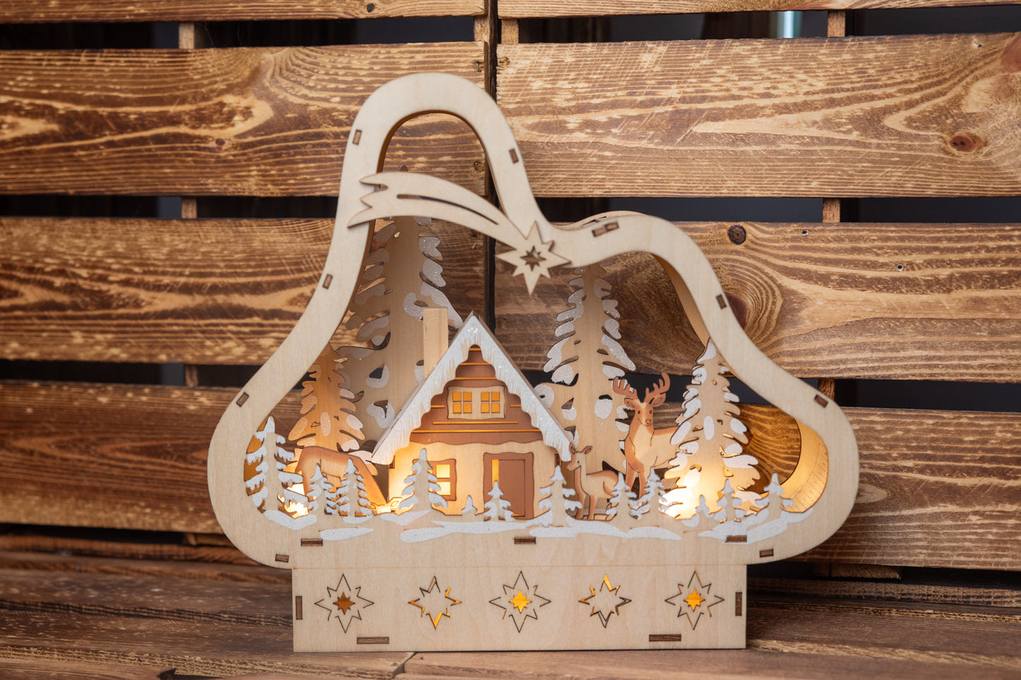 LED Winterlandschaft m. Hütte