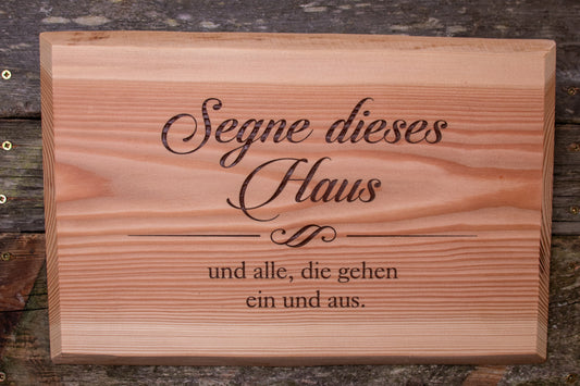 Holzschild Segne dieses Haus