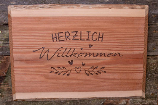 Holzschild  Herzlich Willkommen