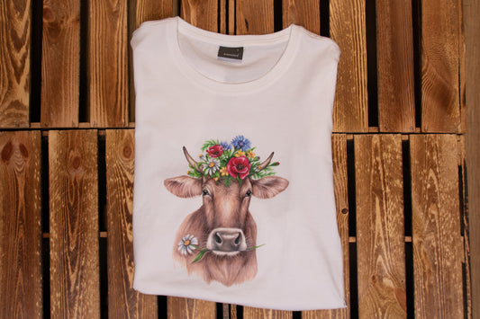 Damen T-Shirt Blumenkuh