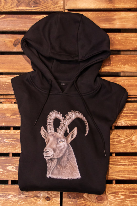 Hoodies mit Steinbock, Wolf, Murmeltier, Blumenkuh