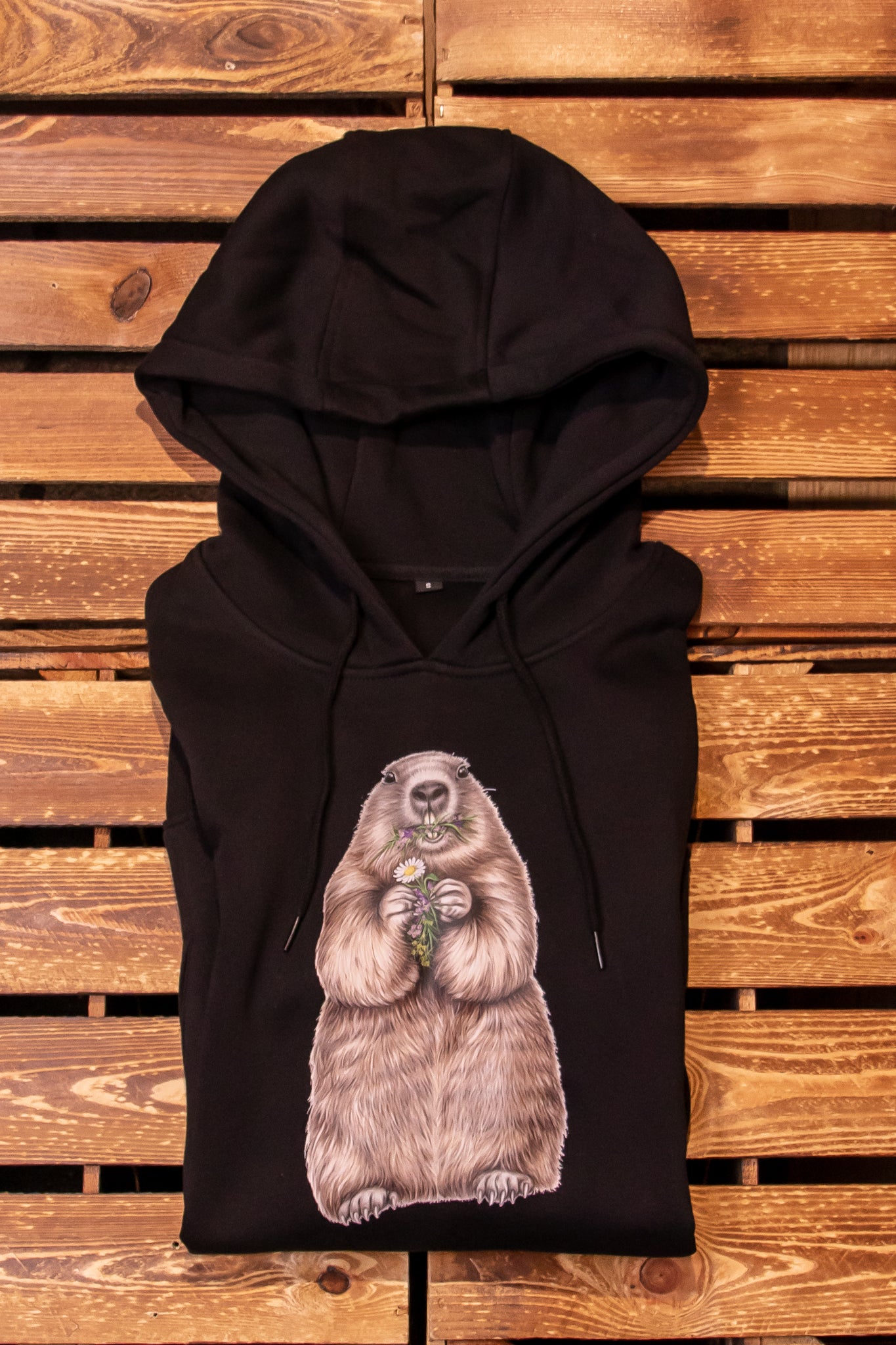 Hoodies mit Steinbock, Wolf, Murmeltier, Blumenkuh